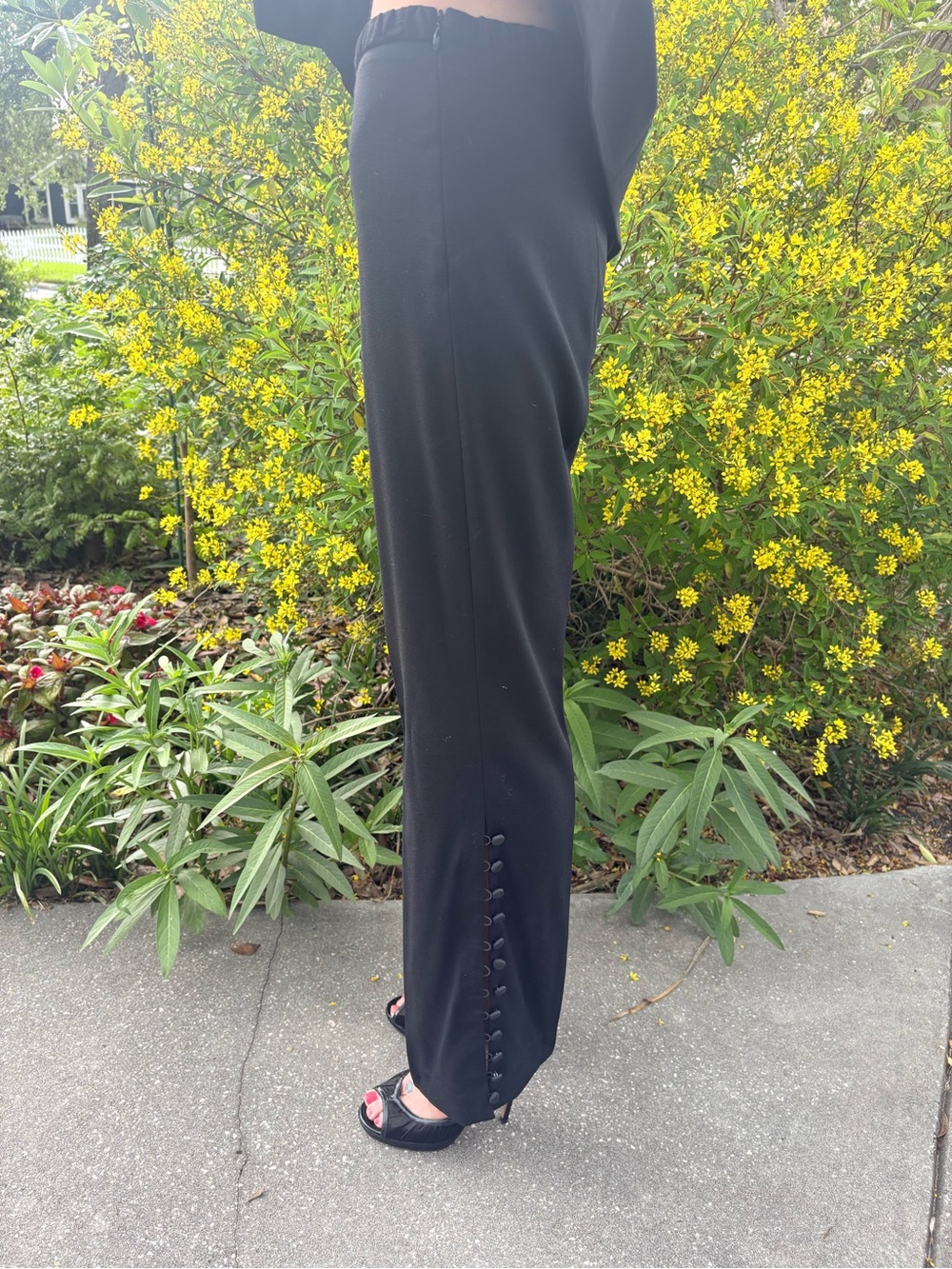 ESCADA Vintage Couture Black Open-Back Button Pant Suit Rare Statement Runway - Picture 10 of 16